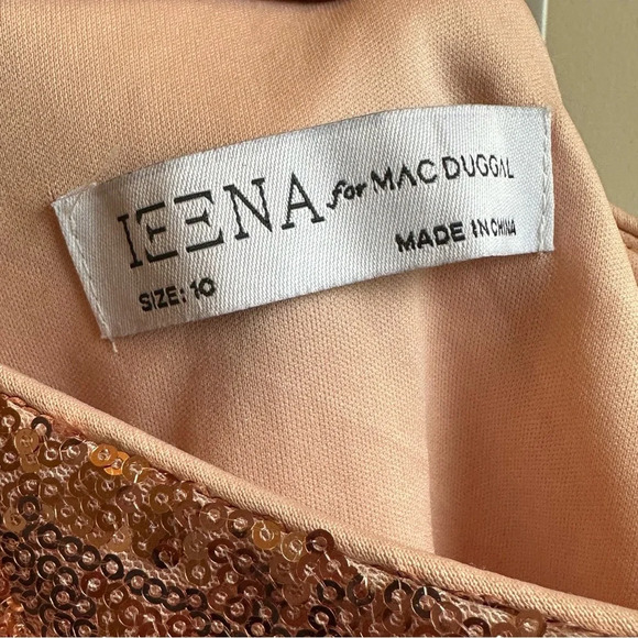 NWOT Mac Duggal Sequined Flutter One Shoulder Fitted Midi Dress Size 10 Copper - Picture 7 of 7